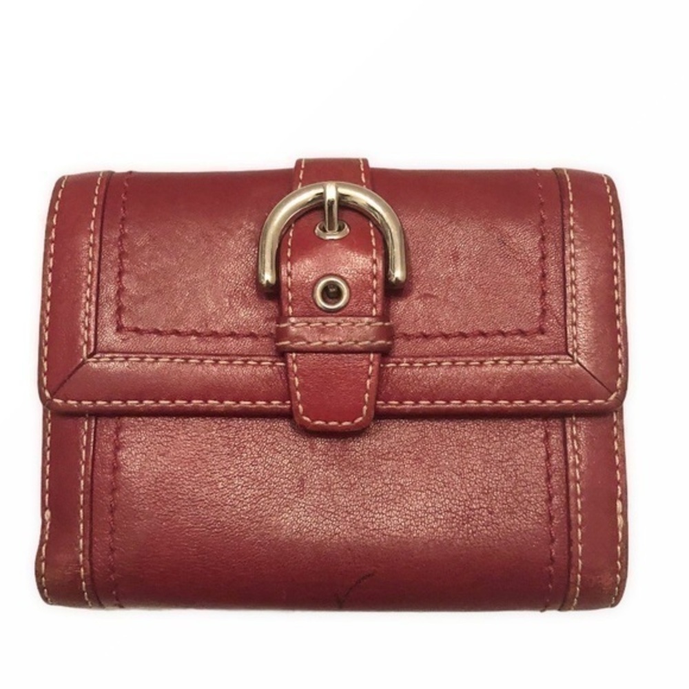 Coach red leather soho wallet